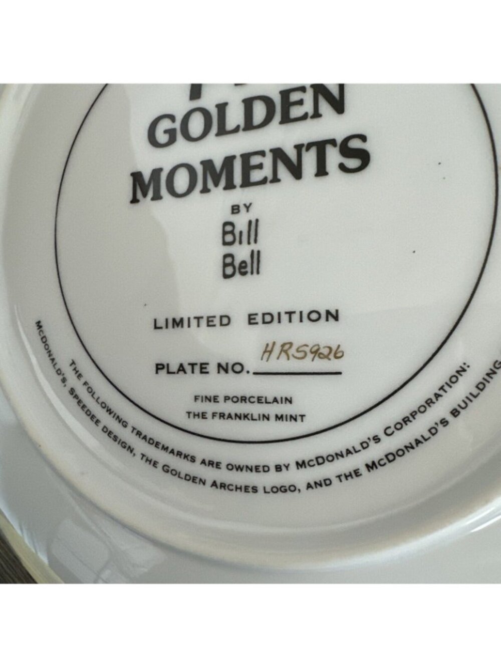 McDonalds Golden Moments Limited Edition Collector Plate Bill Bell Franklin Mint - Picture 4 of 6